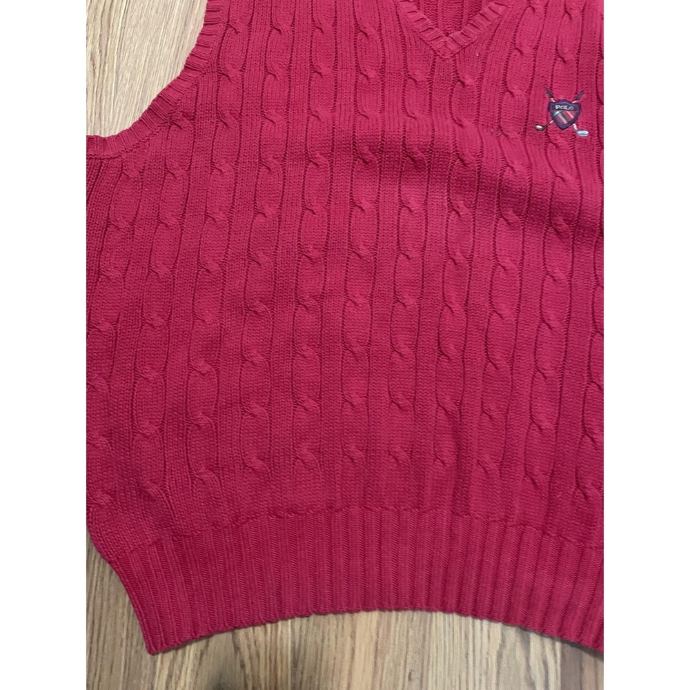 Polo Ralph Lauren Sweater Vest Mens XL Cable Knit Golf Crest V Neck - Picture 7 of 11